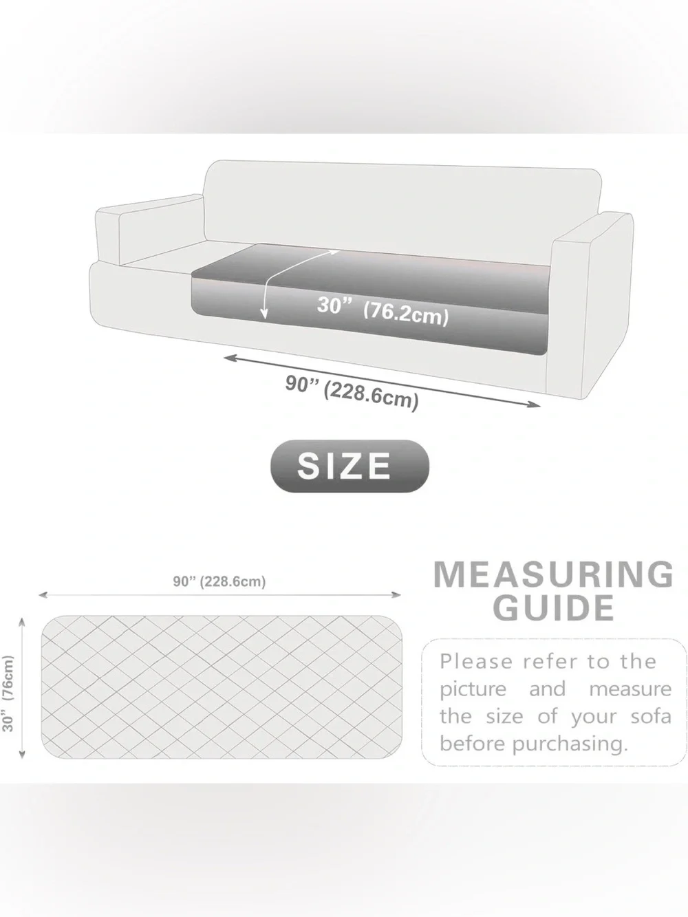 NWOT Dog Pad Washable Couch Cover, Waterproof  (Dark Gray, 37x79)